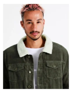 Crescent Cord Sherpa Lined Jacket In Green -Men's Fashion 960256000 5 720x928