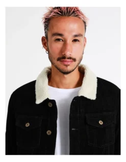 Crescent Cord Sherpa Lined Jacket In Black -Men's Fashion 960256090 3 720x928