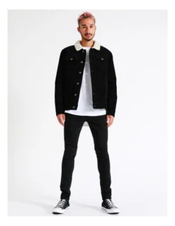 Crescent Cord Sherpa Lined Jacket In Black -Men's Fashion 960256090 5 720x928