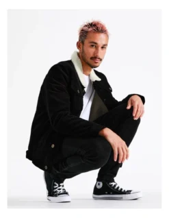 Crescent Cord Sherpa Lined Jacket In Black -Men's Fashion 960256090 7 720x928