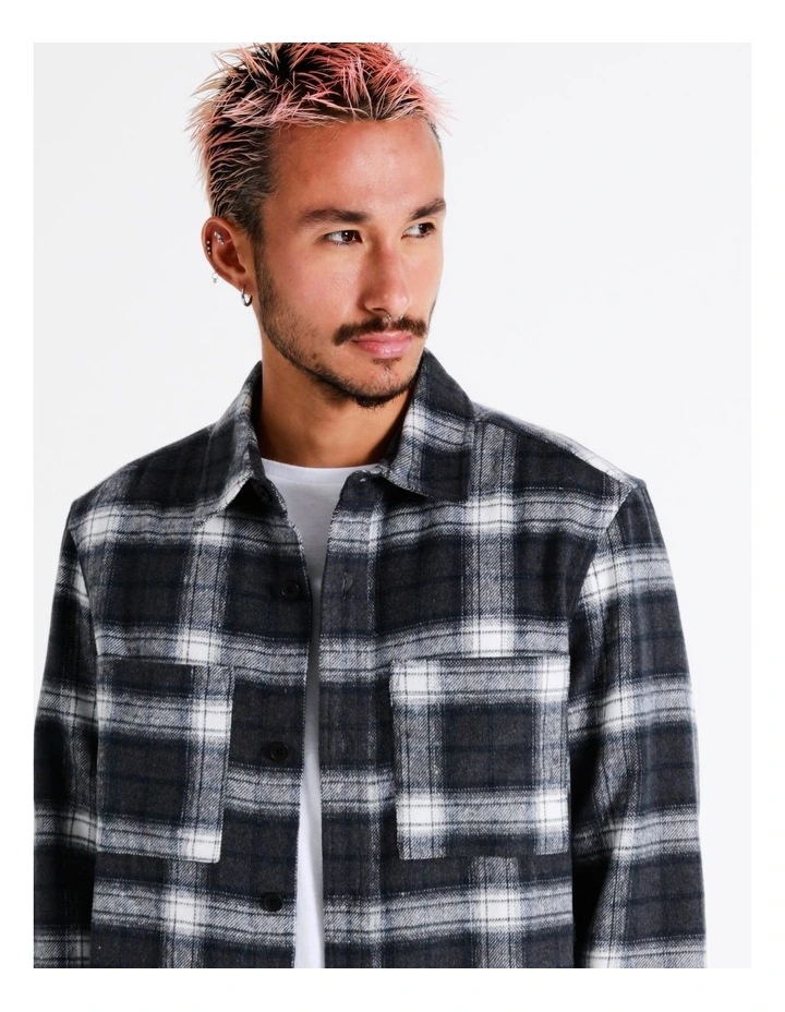 Capricorn Check Long Sleeve Overshirt In Grey 4 Capricorn Check Long Sleeve Overshirt In Grey - Image 2