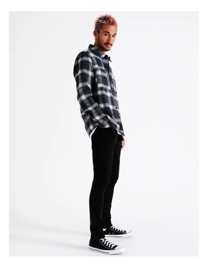 Capricorn Check Long Sleeve Overshirt In Grey 5 Capricorn Check Long Sleeve Overshirt In Grey - Image 3