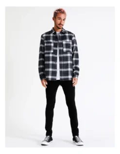 Capricorn Check Long Sleeve Overshirt In Grey 12 Capricorn Check Long Sleeve Overshirt In Grey -Men's Fashion 960256990 4 720x928
