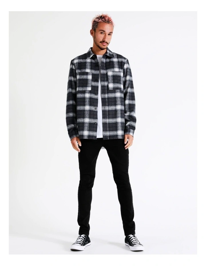 Capricorn Check Long Sleeve Overshirt In Grey 6 Capricorn Check Long Sleeve Overshirt In Grey - Image 4