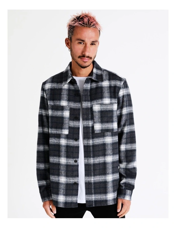 Capricorn Check Long Sleeve Overshirt In Grey 7 Capricorn Check Long Sleeve Overshirt In Grey - Image 5