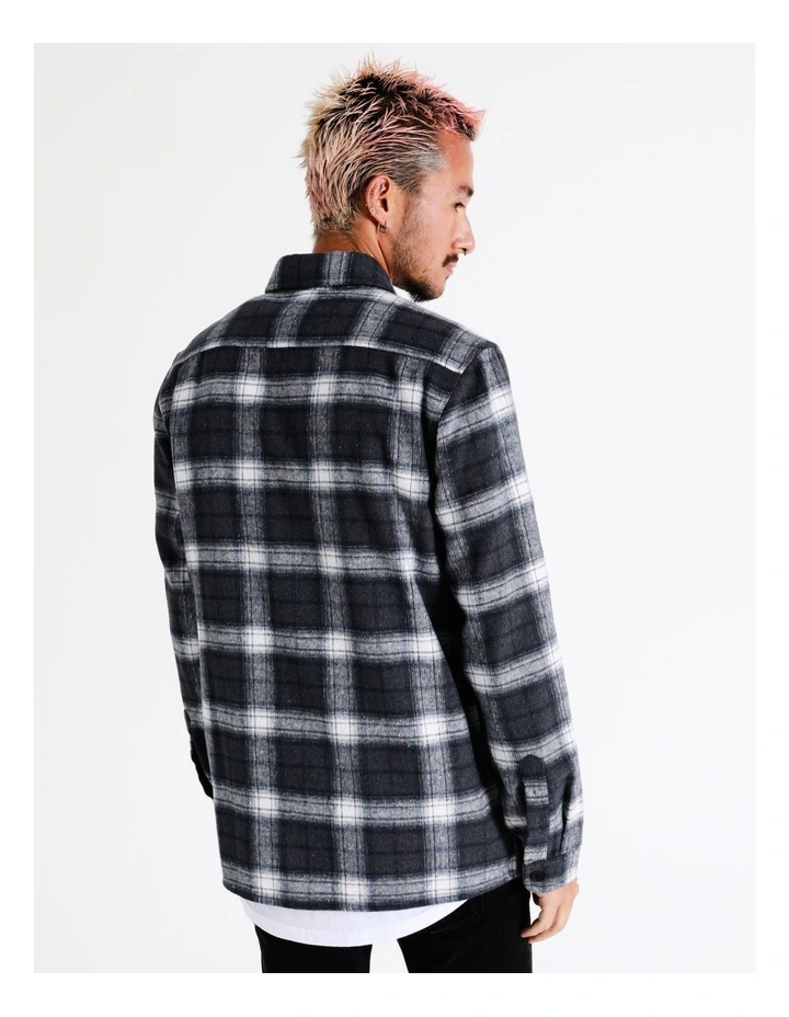Capricorn Check Long Sleeve Overshirt In Grey 8 Capricorn Check Long Sleeve Overshirt In Grey - Image 6