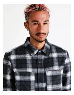 Capricorn Check Long Sleeve Overshirt In Grey 15 Capricorn Check Long Sleeve Overshirt In Grey -Men's Fashion 960256990 7 720x928