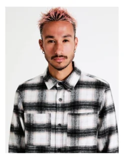 Capricorn Check Long Sleeve Overshirt In Beige