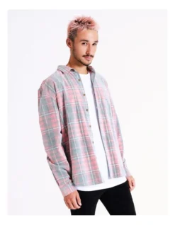 Copernicus Cord Check Long Sleeve Overshirt In Red
