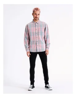 Copernicus Cord Check Long Sleeve Overshirt In Red -Men's Fashion 960257620 3 720x928