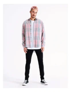 Copernicus Cord Check Long Sleeve Overshirt In Red -Men's Fashion 960257620 7 720x928