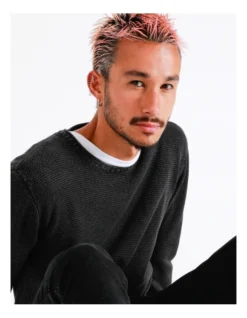 Tomas Textured Knit Pullover In Charcoal