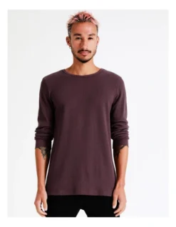 Oliver Ls Waffle Tee In Red