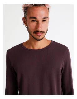 Oliver Ls Waffle Tee In Red -Men's Fashion 960260050 3 720x928