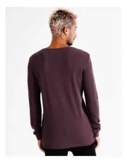 Oliver Ls Waffle Tee In Red -Men's Fashion 960260050 6 720x928