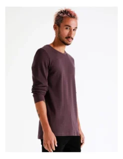 Oliver Ls Waffle Tee In Red -Men's Fashion 960260050 7 720x928