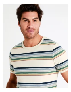 Tennyson Short Sleeve Stripe Tee In Beige