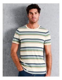 Tennyson Short Sleeve Stripe Tee In Beige -Men's Fashion 960773500 3 1 720x928
