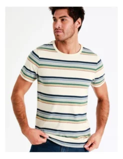 Tennyson Short Sleeve Stripe Tee In Beige -Men's Fashion 960773500 4 1 720x928