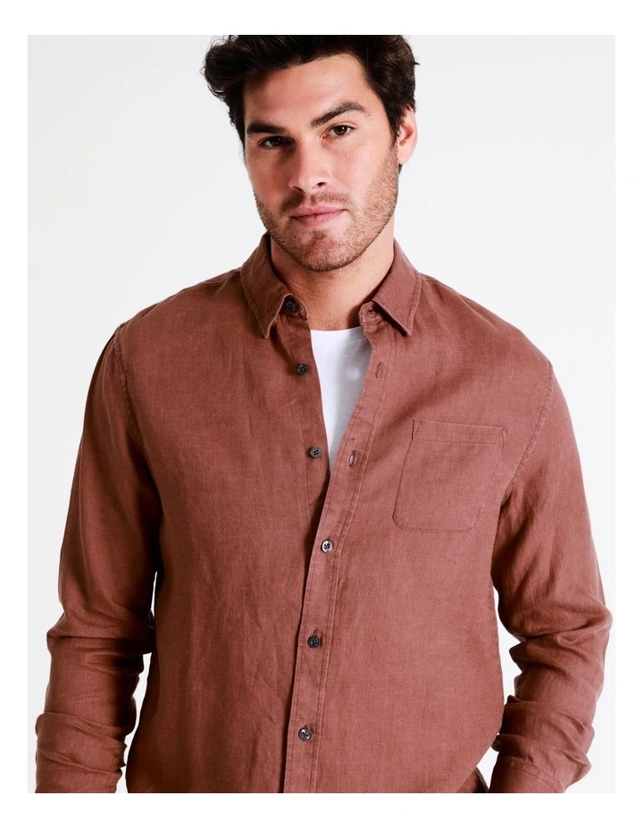 Alec Linen Long Sleeve Shirt In Orange 7 Alec Linen Long Sleeve Shirt In Orange - Image 5