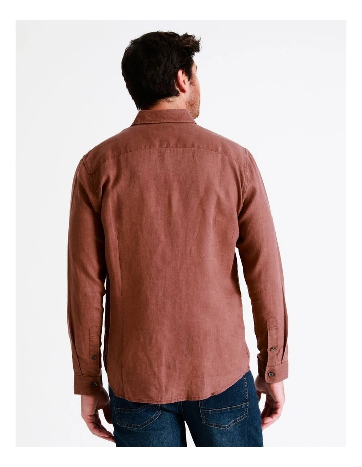 Alec Linen Long Sleeve Shirt In Orange 9 Alec Linen Long Sleeve Shirt In Orange - Image 7