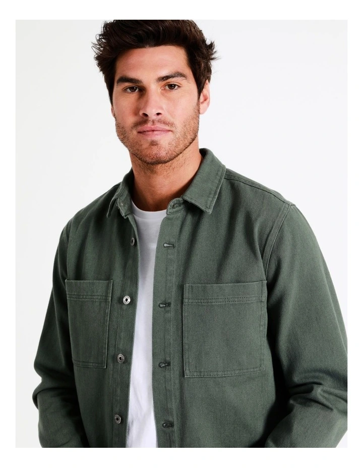 Noosa Long Sleeve Utility Overshirt In Green 6 Noosa Long Sleeve Utility Overshirt In Green - Image 4