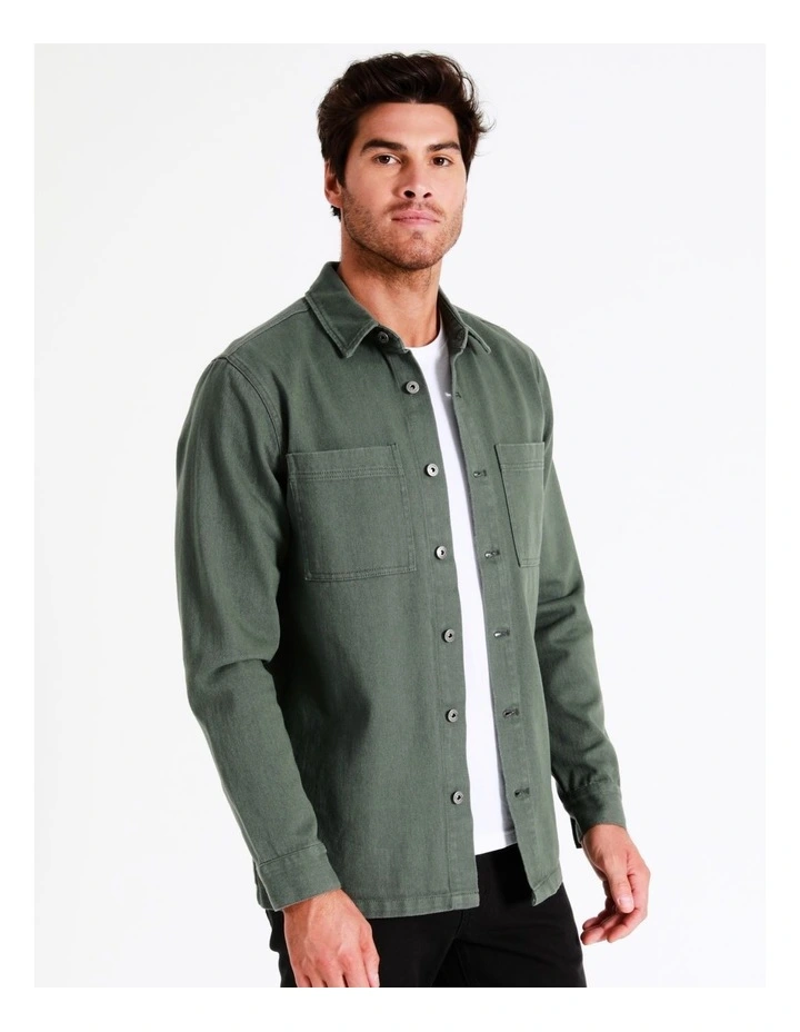 Noosa Long Sleeve Utility Overshirt In Green 7 Noosa Long Sleeve Utility Overshirt In Green - Image 5