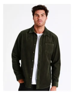 Finn Long Sleeve Cord Overshirt In Green -Men's Fashion 960774940 5 720x928