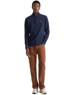 Gant Waffle Half Zip Sweat In Evening Blue -Men's Fashion 961716160 4 720x928