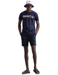 Gant Retro Shield T-Shirt In Classic Blue -Men's Fashion 962552350 4 720x928