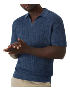 Newcomb Cable Polo In Denim