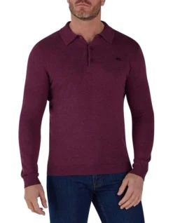Signature Knitted Polo In Burgundy