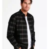 Ozai Long Sleeve Cord Check Overshirt In Black -Men's Fashion 962818930 1 720x928