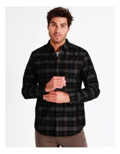 Ozai Long Sleeve Cord Check Overshirt In Black -Men's Fashion 962818930 3 720x928