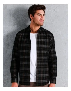 Ozai Long Sleeve Cord Check Overshirt In Black -Men's Fashion 962818930 4 720x928