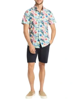 Cut It Out Short Sleeve Shirt In Purple Multi