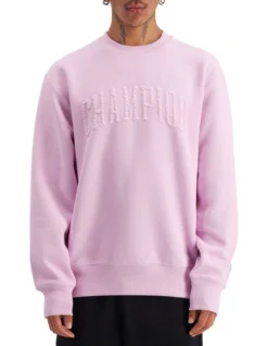 Champion Lifestyle Jacquard Twill Pride Crew In Pink