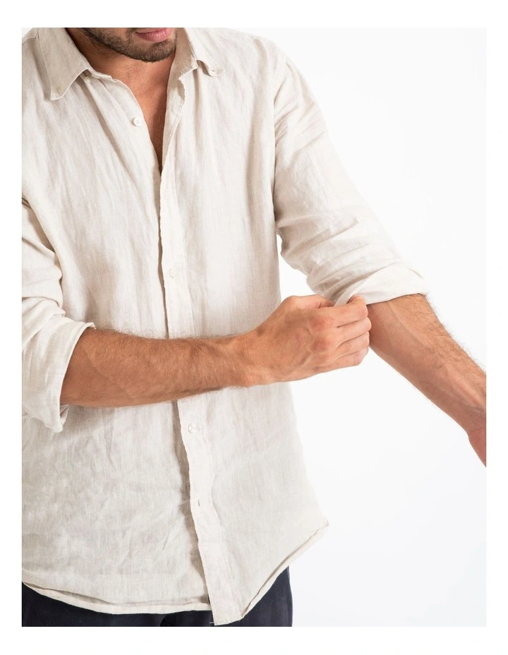 Long Sleeve Linen Shirt In Natural 7 Long Sleeve Linen Shirt In Natural - Image 5