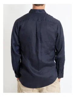 Long Sleeve Linen Shirt In Navy -Men's Fashion 963909370 2 720x928