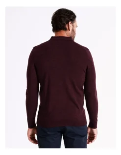 Australian Merino Knitted Long Sleeve Polo In Red -Men's Fashion 965294740 5 720x928