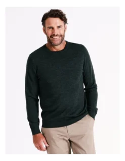 Australian Merino Crew Neck Knit In Green