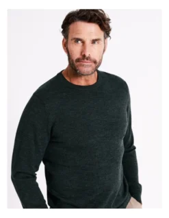 Australian Merino Crew Neck Knit In Green -Men's Fashion 965295460 3 720x928