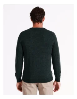 Australian Merino Crew Neck Knit In Green -Men's Fashion 965295460 6 720x928