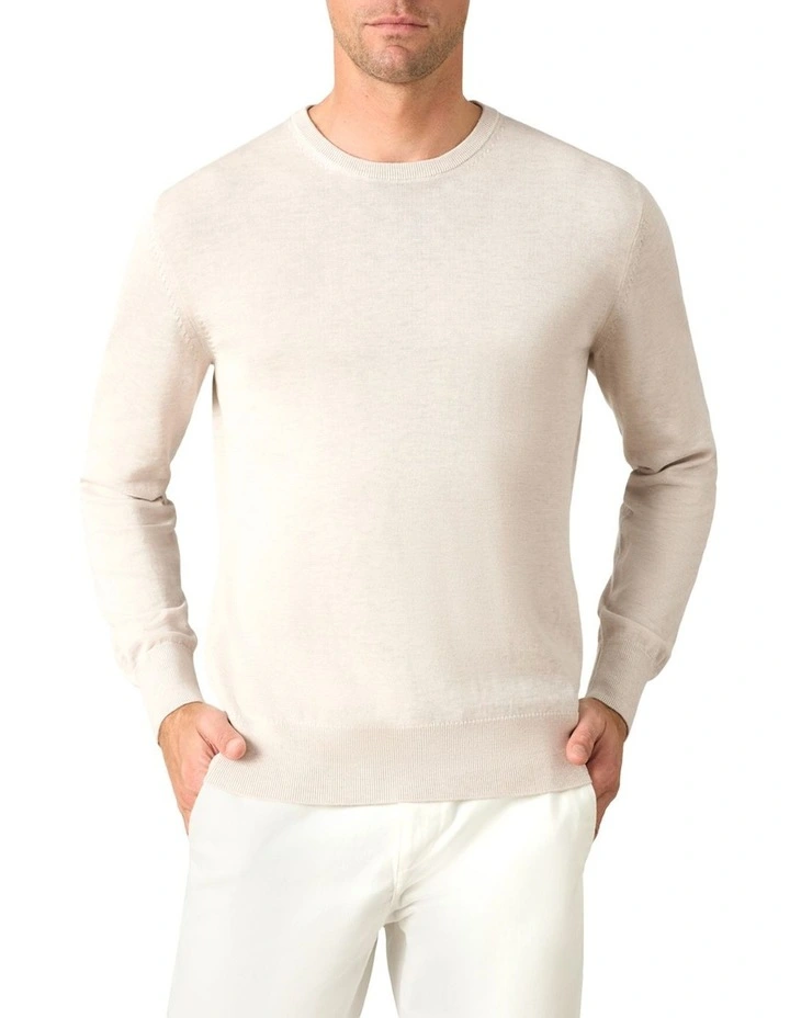 Barnett Silk Cotton Crew In Cream 3 Barnett Silk Cotton Crew In Cream