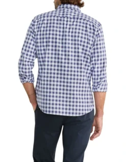 Van Heusen Nevertuck Long Sleeve 2 Colour Herringbone Check Shirt In Blue -Men's Fashion 966722860 3 720x928