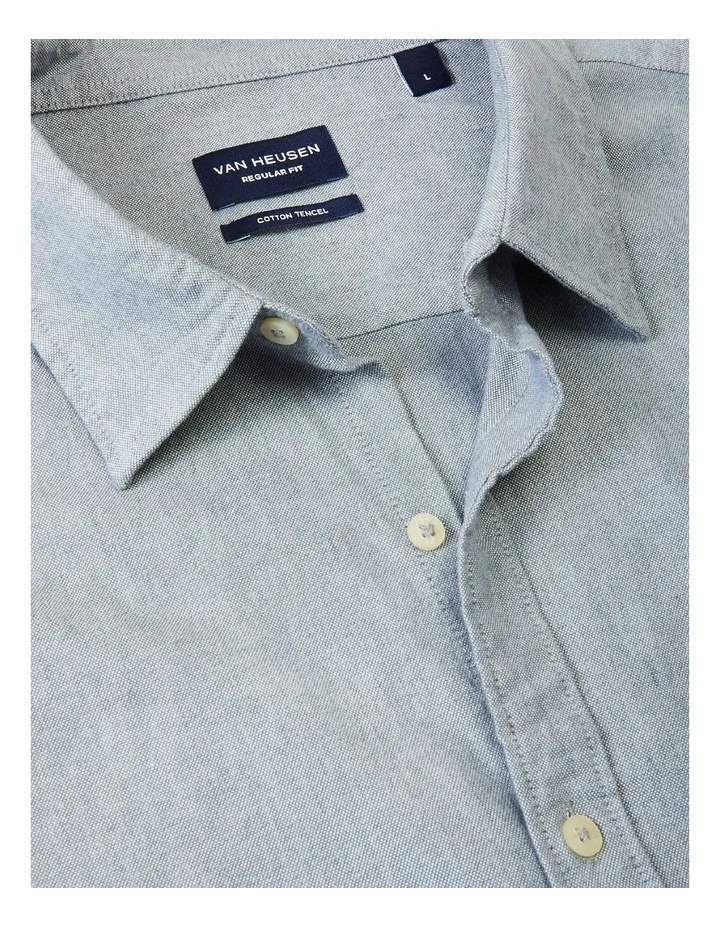 Van Heusen Nevertuck Long Sleeve 1 Colour Heather Oxford Shirt In Grey 6 Van Heusen Nevertuck Long Sleeve 1 Colour Heather Oxford Shirt In Grey - Image 4