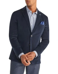 Van Heusen Slim Washed Cord Blazer In Navy