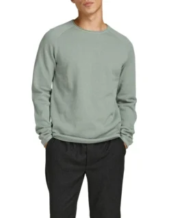 Jack & Jones Hill Knit Crew Neck Pullover In Slate Gray