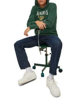 Jack & Jones Logo Sweat Hoodie In Pine Grove -Men's Fashion 966807730 5 720x928