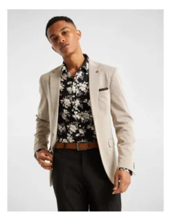 Mocha Knitted Blazer In Brown